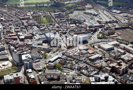 Vue aérienne du centre-ville de Preston, Lancashire Banque D'Images