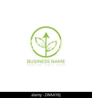 Finance graphique avec image vectorielle de logo de feuille. ECO Green Leaf Investment Business vecteur de logo de graphique à barres financier. Feuille de modèle de logo financier d'entreprise Illustration de Vecteur