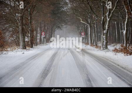 Viborg, Danemark. 03 janvier 2024. Fortes chutes de neige à Viborg, Jutland central, Danemark, mercredi 3 janvier 2024. Crédit : Ritzau/Alamy Live News crédit : Ritzau/Alamy Live News Banque D'Images