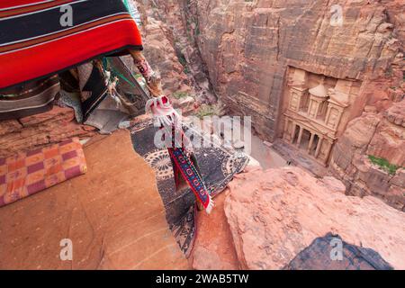 Le tombeau nabatéen du 'Trésor' (Al Khazneh) à Petra, Jordanie. Banque D'Images