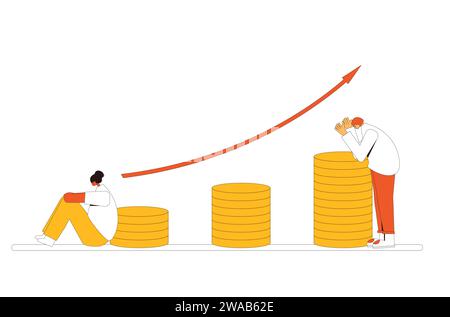 Inflation.Baisse du pouvoir d'achat.Illustration vectorielle. Illustration de Vecteur