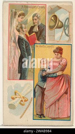 A Bachelor's Error / an Awful Waste, de la série Jokes (N118) publiée par Duke Sons & Co. Pour promouvoir Honest long Cut Tobacco 1963 par American Tobacco Company Banque D'Images