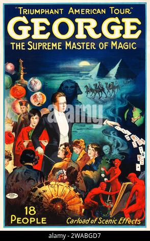 Le Magicien George - le maître suprême de la magie - affiche du spectacle de magie des années 1920 Banque D'Images