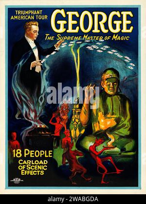 George -- le maître suprême de la magie (Otis Litho, milieu des années 1920). Affiche Magic Show Banque D'Images