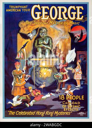 Affiche en couleur Publicité George, le maître suprême de la magie, vers les années 1920 Banque D'Images