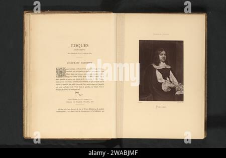 Reproduction d'un portrait peint d'un homme inconnu par Gonzales coques, Joseph Maes, d'après Gonzales coques, c. 1873 - en 1878 ou avant l'impression photomécanique Anvers personnages historiques Banque D'Images