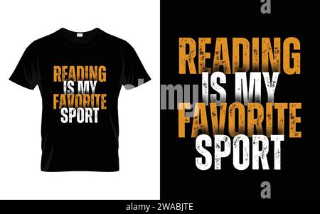 Reading is My Favorite Sport Funny Reading Book T-shirt Illustration de Vecteur