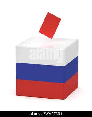 Image conceptuelle pour l'élection en Russie, urne avec papier de vote Banque D'Images