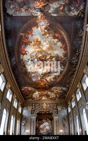 Londres, ROYAUME-UNI - 30 août 2023 : Painted Hall de l'Old Royal Naval College à Greenwich, Londres, Royaume-Uni Banque D'Images