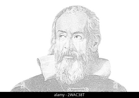 Galileo Galilei dessins au crayon Portrait d'Italie 2000 lires 1983 billets de banque Banque D'Images