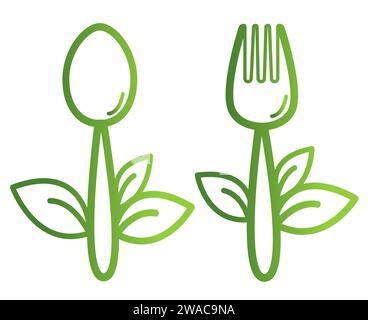 Ensemble d'icônes de ligne d'aliments sains, aliments végétaliens. Contient des icônes telles que Lactose, cuillère et fourchette, collection d'icônes Illustration de Vecteur