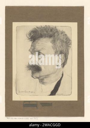 Reproduction d'un portrait signé de Stijn Streuvels, Anonyme, d'après Jules Fonteyne, en carton photomécanique ou après 1910. portrait collotype papier d'un écrivain Banque D'Images