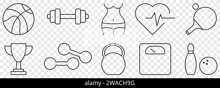 Icônes de ligne de sport et de fitness. Illustration vectorielle Illustration de Vecteur