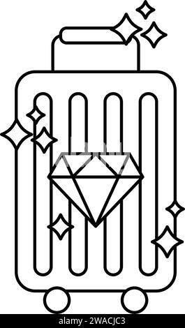 Avantages exclusifs icône noir et blanc - valise avec diamant Illustration de Vecteur