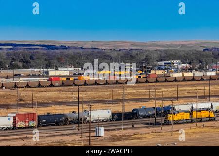Bailey Yard, le plus grand triage ferroviaire au monde, Union Pacific Railroad, North Platte, Nebraska, USA [aucune autorisation de propriété ; licences éditoriales Banque D'Images