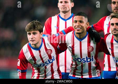 Gérone, Espagne, 3, janvier 2024. Espagnol LaLiga EA Sports : Girona FC - Atletico de Madrid. (18) Pablo Torre nad (16) Savio. Crédit : Joan G/Alamy Live News Banque D'Images