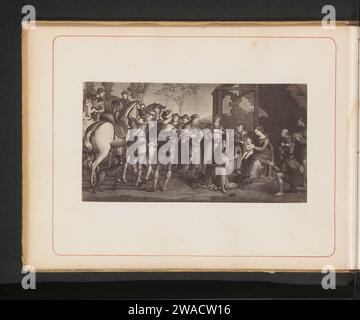 Production photographique d'une gravure au culte des rois par Rafaël au Vatican, Anonyme, d'après Rafaël, c. 1863 - dans ou avant vers 1868 photographie support photographique impression albumen adoration des rois : les Sages présentent leurs dons au Christ-enfant (or, encens et myrrhe) Musées du Vatican Banque D'Images