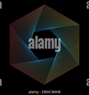Forme géométrique abstraite, symétrique, radiale, lignes rayonnantes. Eléments de conception vectoriels. Illustration de Vecteur