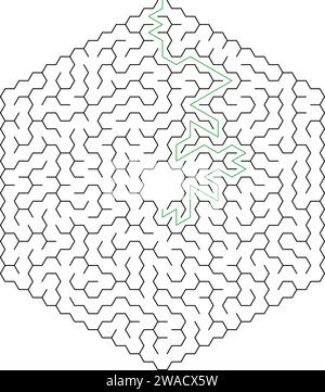 Labyrinthe de jeu de logique d'éducation pour les enfants. Trouvez le bon chemin. Ligne noire de labyrinthe carré simple isolé sur fond blanc. Avec la solution. Illustration vectorielle. Illustration de Vecteur