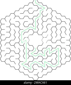 Labyrinthe de jeu de logique d'éducation pour les enfants. Trouvez le bon chemin. Ligne noire de labyrinthe carré simple isolé sur fond blanc. Avec la solution. Illustration vectorielle. Illustration de Vecteur