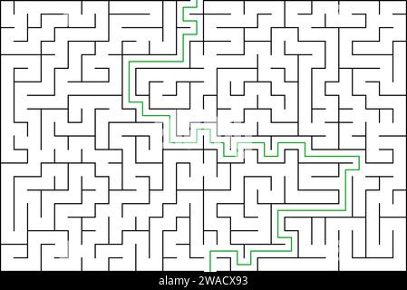 Labyrinthe de jeu de logique d'éducation pour les enfants. Trouvez le bon chemin. Ligne noire de labyrinthe carré simple isolé sur fond blanc. Avec la solution. Illustration vectorielle. Illustration de Vecteur