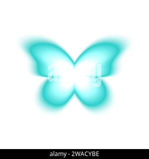 Forme holographique floue papillon isolé sur fond blanc. Sticker y2k tendance avec effet aura dégradé. Elément de décoration dans le style rétro des années 90. Illustration vectorielle Illustration de Vecteur