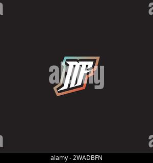 Combinaison de lettres MF logo cool eSport initiales et idées de gradation de couleur cool Illustration de Vecteur
