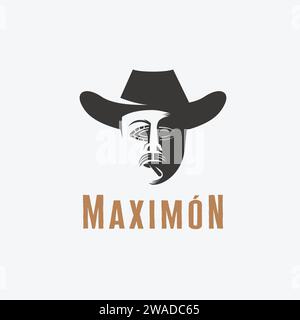 Modèle vectoriel d'icône logo de dieu de Maximon san simon sur fond blanc Illustration de Vecteur