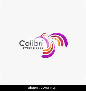 Modèle de vecteur d'icône de logo d'oiseau de bourdonnement de vol abstrait moderne colibri sur fond blanc Illustration de Vecteur
