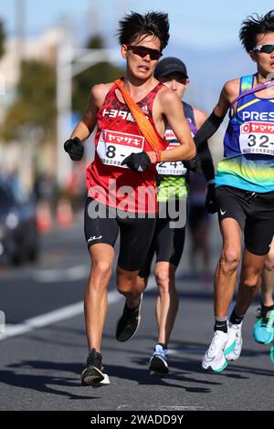 Gunma Prefecture Goverment, Gunma, Japon. 1 janvier 2024. Daiki Hattori (), 1 JANVIER 2024 - Ekiden : nouvel an Ekiden 2024 68e course industrielle d'Ekiden au gouvernement de la préfecture de Gunma, Gunma, Japon. Crédit : Yohei Osada/AFLO SPORT/Alamy Live News Banque D'Images