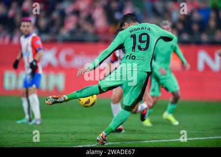 Girona, ESP. 03 janvier 2024. GIRONA FC-ATLÉTICO DE MADRID 03 janvier 2024 Morata (19) de l'Atlético de Madrid lors du match entre Girona FC et AT. De Madrid correspondant à la dix-neuvième journée de la Liga EA Sports au stade municipal de Montilivi à Gérone, Espagne. Crédit : Rosdemora/Alamy Live News Banque D'Images