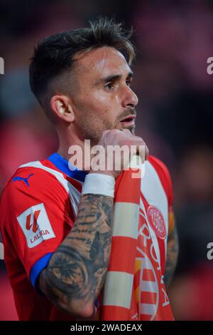 Girona, ESP. 03 janvier 2024. GIRONA FC-ATLÉTICO DE MADRID 03 janvier 2024 Aleix Garcia (14) de Girona FC lors du match entre Girona FC et AT. De Madrid correspondant à la dix-neuvième journée de la Liga EA Sports au stade municipal de Montilivi à Gérone, Espagne. Crédit : Rosdemora/Alamy Live News Banque D'Images