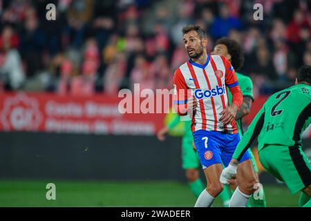 Girona, ESP. 03 janvier 2024. GIRONA FC-ATLÉTICO DE MADRID 03 janvier 2024 Stuani (7) de Girona FC lors du match entre Girona FC et AT. De Madrid correspondant à la dix-neuvième journée de la Liga EA Sports au stade municipal de Montilivi à Gérone, Espagne. Crédit : Rosdemora/Alamy Live News Banque D'Images