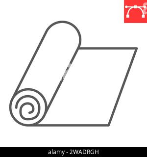 Icône de ligne de tapis de yoga, pilates et fitness, icône vectorielle de matelas de gym, graphiques vectoriels, signe de contour de trait modifiable, eps 10. Illustration de Vecteur