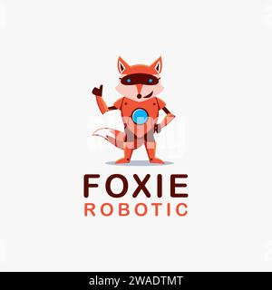 Illustration vectorielle de logo de mascotte de dessin animé robot Fox sur fond blanc Illustration de Vecteur
