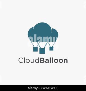 Icône de logo de ballon de nuage et d'air, modèle de vecteur d'icône de logo de voyage d'air sur fond blanc Illustration de Vecteur