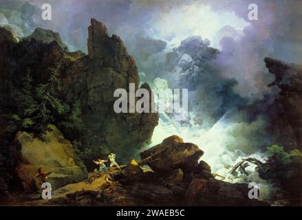 Philip James de Loutherbourg, une avalanche dans les Alpes, peinture de paysage à l'huile sur toile, 1803 Banque D'Images