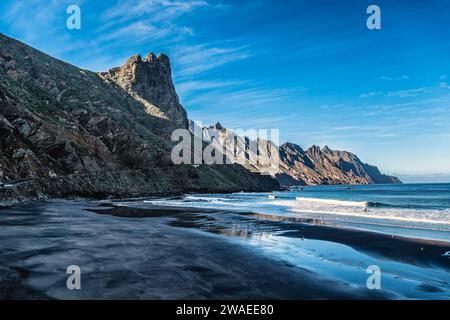 Playa del Roque dans le parc national de Managa à Tenerife, Espagne Banque D'Images