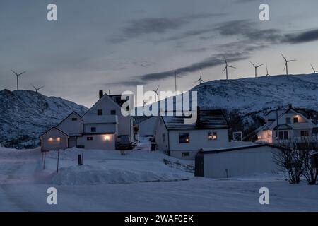 Maisons sur l'île de Sommaroy, Norvège. Banque D'Images