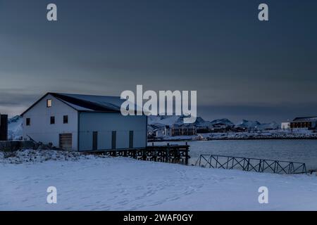 Maisons sur l'île de Sommaroy, Norvège. Banque D'Images