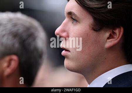 Photo - le Prince Christian participe à un service commémoratif pour les victimes de la fusillade dans le centre commercial Field's à Copenhague, Danemark, le mardi 5 juillet 2022. La reine danoise Margrethe a annoncé dans son discours du nouvel an qu'elle abdique le 14 janvier 2024. Le prince héritier Frederik prendra sa place et deviendra le roi Frederik le 10e du Danemark. Dans le même temps, le prince Christian deviendra le prince héritier du Danemark. Banque D'Images