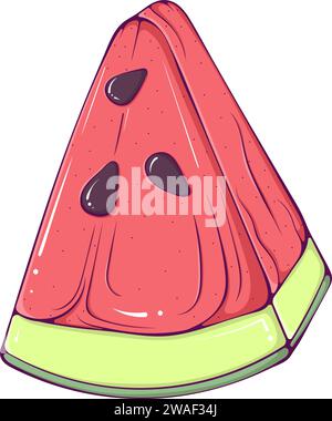 Morceau triangulaire coloré de pastèque Illustration de Vecteur