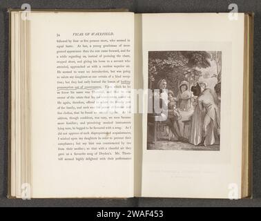 Production photographique d'un tirage de Thomas Stothard, représentant une illustration pour le Vicaire de Wakefield par Oliver Goldsmith, anonyme, d'après Thomas Stothard, c. 1870 - en 1880 ou avant tirage photomécanique Squire Thornhill se présente sur l'illustration. impression sur papier, p.ex. : gravure, gravure, lithographie. Fonctionnaires et dignitaires  Églises protestantes épiscopales Banque D'Images