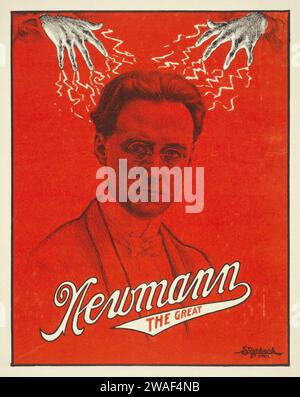 Newmann le Grand - magicien, mentaliste, hypnotiseur, lecteur d'esprit - affiche théâtrale vintage, 1930 Banque D'Images