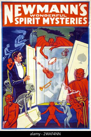 Lecteur d'esprit et hypnotiseur Newmann - Newmanns Wonderful Spirit Mysteries - Vintage Mystery Show Poster, 1911 Banque D'Images