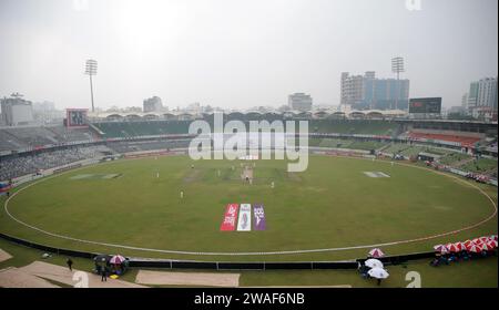 Bangladesh-Nouvelle-Zélande 2nd Test Day four au Sher-e-Bangla National Cricket Stadium, Mirpur, Dhaka, Bangladesh, 09, décembre 2023. Banque D'Images