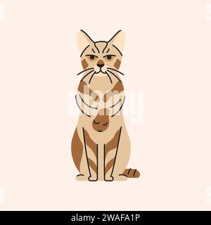 Elément de couleur assise pour chat Bengal. Animal mignon de dessin animé. Illustration vectorielle de dessin à la main isolée. Illustration de Vecteur