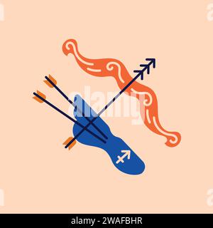 Concept de couleur du Sagittaire. Signe du zodiaque. Astrologie et horoscope. Prédictions et caractère humain. Feu d'élément. Règle Jupiter Illustration de Vecteur