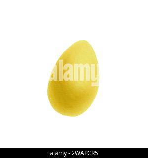 Illustration aquarelle oeuf jaune de Pâques. Dessin graphique peint à la main, éléments clip art découpés pour la conception créative, carte, autocollants, paquet. Banque D'Images