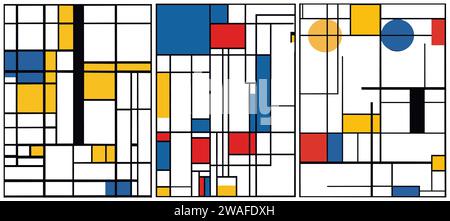 Ensemble de design graphique géométrique rétro moderne. Illustration de Vecteur